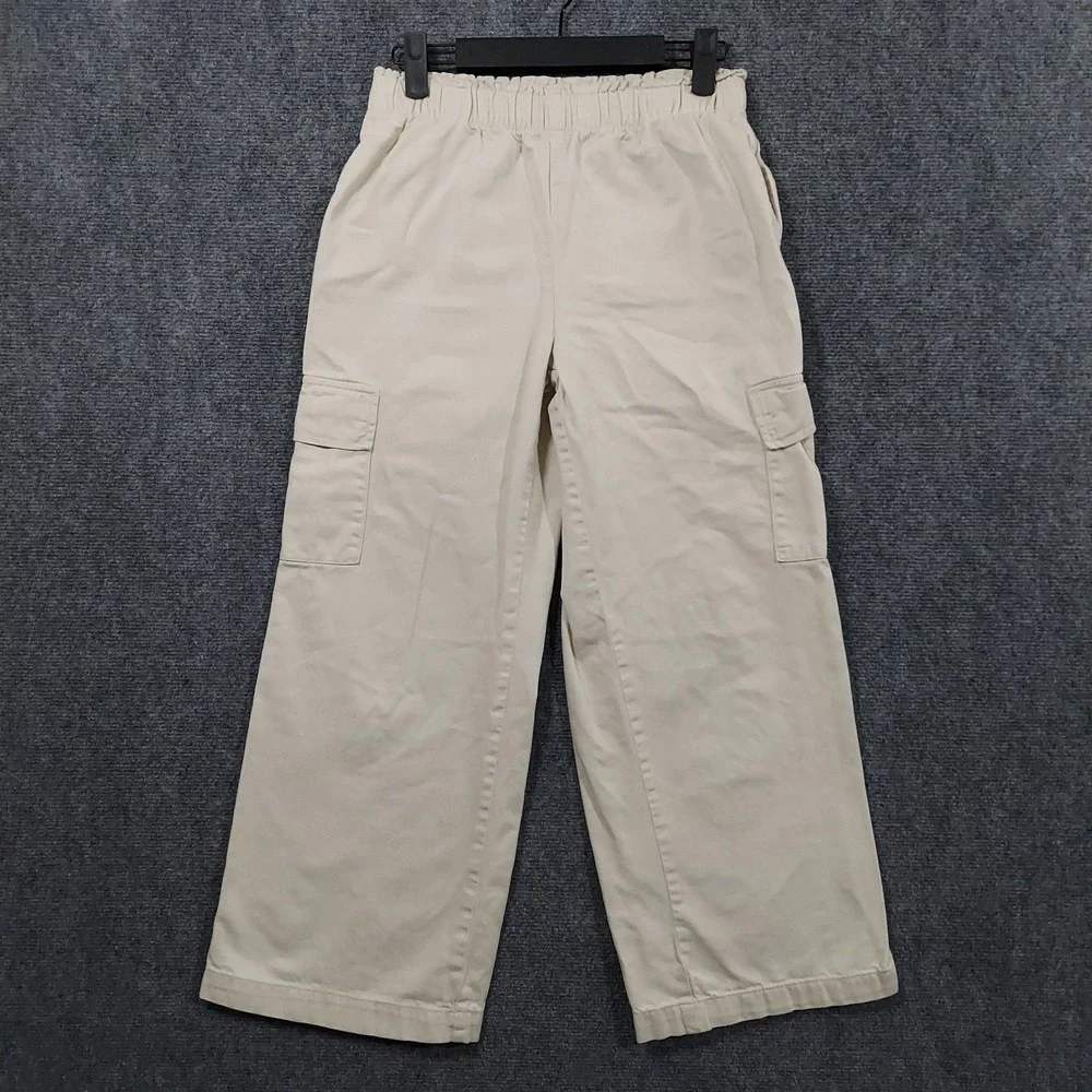 Gap Cargo Pants Kids 12 Beige‎ Elastic Waist Pull On Twill Pockets Casual Y2K